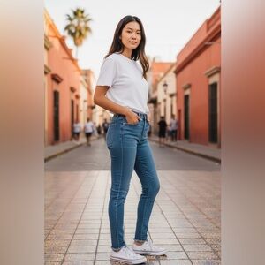 Hollister Curvy High-Rise Super Skinny Soft Stretch Classic Blue Women's Jeans